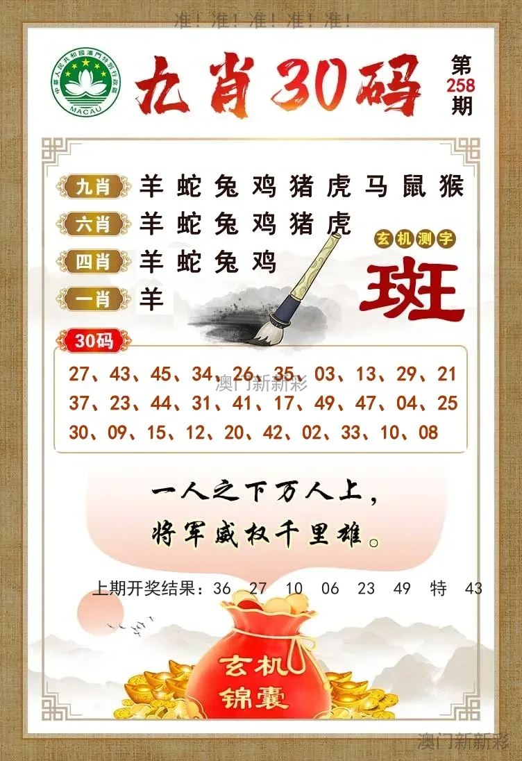 九肖30码